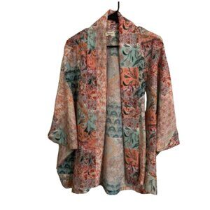 World Market Cassidy Multicolor Floral Patchwork Kimono Boho Hippie Festival